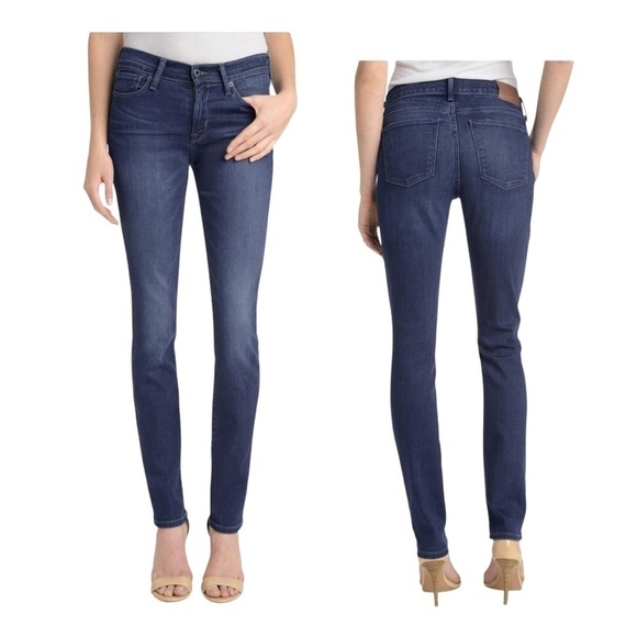 NEW Lucky Brand Brooke Jeans Straight Leg Dark Wash Skinny Stretch Mid Rise 0/26 - Picture 1 of 7